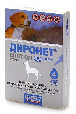 Диронет СПОТ-ОН для собак 4пипетки (10уп/бокс) Антигельментик VET/78834