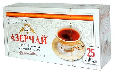 Чай Азерчай черный с бергамотом 25 ПАКЕТОВ*2гр*24шт (без конверта) / арт.116267