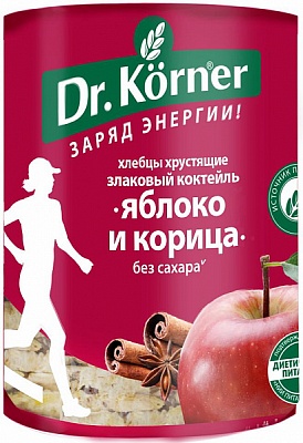 Хлебцы Dr. Korner Злаковый коктейль Яблочный с корицей 90гр*20шт (Хлебпром)