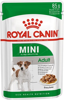 Royal Canin Мини Эдалт 0,085кг*12шт (соус)  корм  собак мелких размеров (10960008A0)