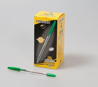 Ручка шариковая Корвина 51-Vintage желтый корпус зеленые чернила /40163/04G