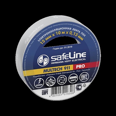 Изолента SafeLine 15/10 1*10 серо-стальной / 12121