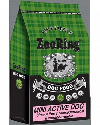 Корм ZooRing Mini Active Dog Утка и рис 0,7кг Корм для собак с хондроитином и глюкозамином (424801)